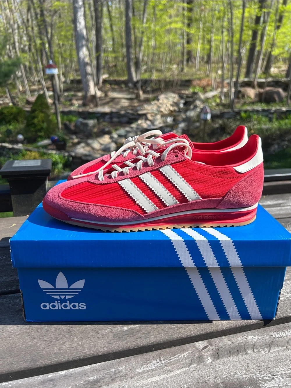adidas Red & White SL 72 OG Lace-Up Sneakers